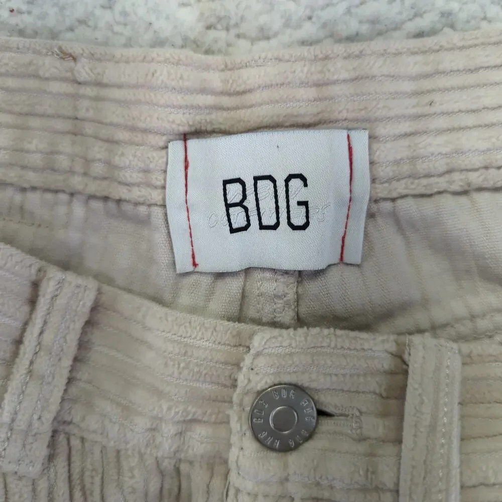 BDG High Rise Baggy Corduroy Jeans‎ Pants Women's Size 27 Cream Ecru